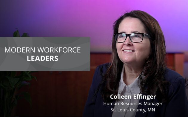 Woman with glasses smiling, identified as Colleen Effinger, Human Resources Manager, St. Louis County, MN. Text: "Modern Workforce Leaders.