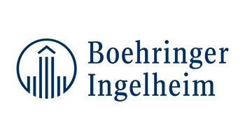 Boehringer Ingelheim logo with a blue stylized building inside a circle and the company name in blue text.