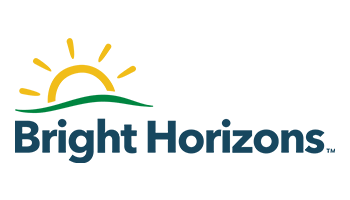 Logo of Bright Horizons with a stylized sun rising over a green curve, accompanied by the text "Bright Horizons.