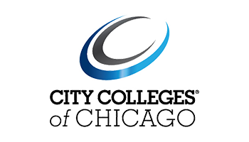 Logo of City Colleges of Chicago with a stylized "C" in blue and black above the text.