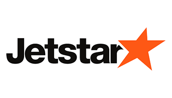 Jetstar logo with the word "Jetstar" in black text and an orange star symbol on the right.