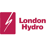 Logo of London Hydro with a red stylized lightning bolt and text on a white background.