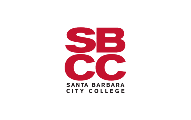 SBCC logo in red uppercase letters with "Santa Barbara City College" written below in black.