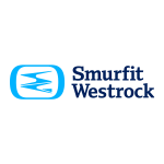 Logo of Smurfit Westrock featuring a stylized blue emblem to the left of the company name in blue text.